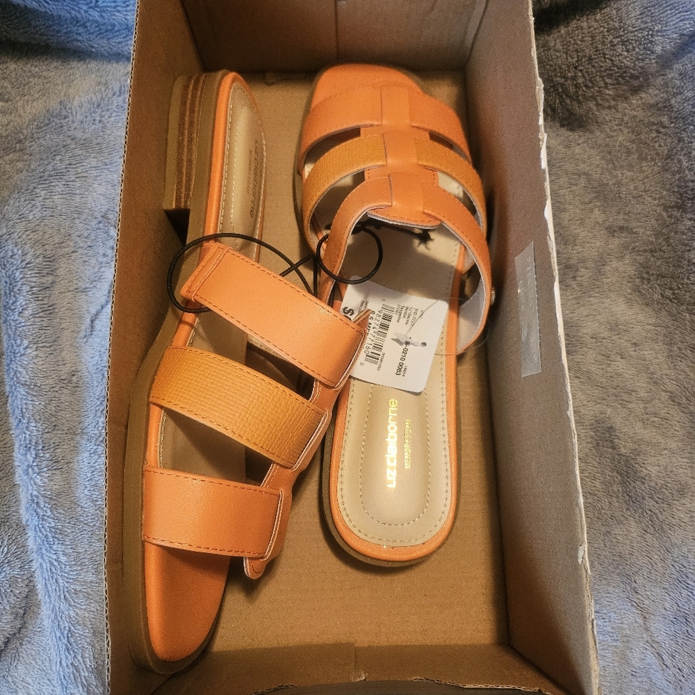 Liz Clairborne Orange Slide Sandals Womens 8.5 NWT